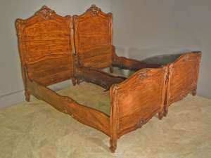 Fancy Pair Inlaid Twin Beds