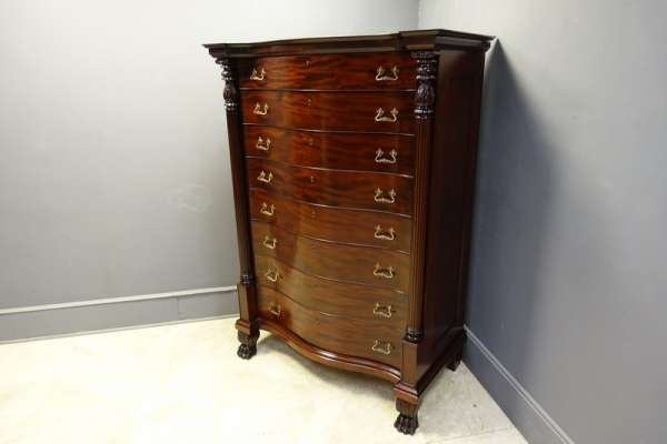 Empire Mahogany Tall Chest of Drawers, Highboy