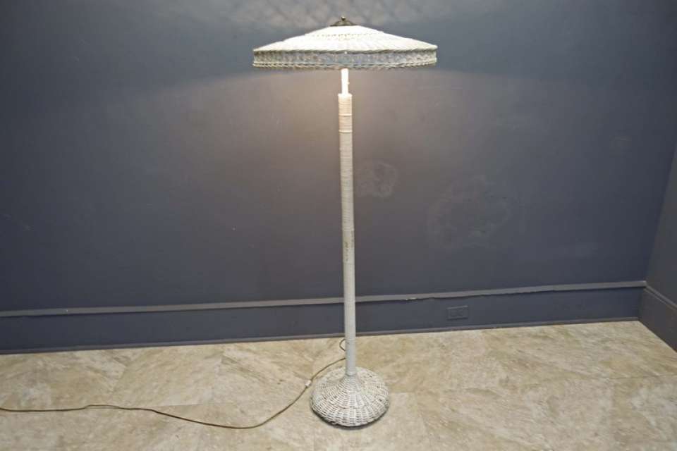 Art Deco Wicker Floor/Pole Lamp