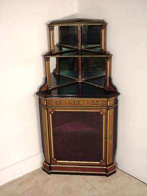 Victorian Ebonized Corner Cupboard