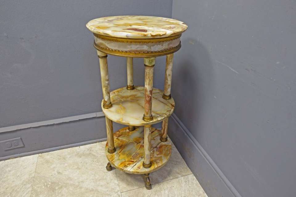 Outrageous Brass &amp; Onyx pedestal or 3 Tier Stand