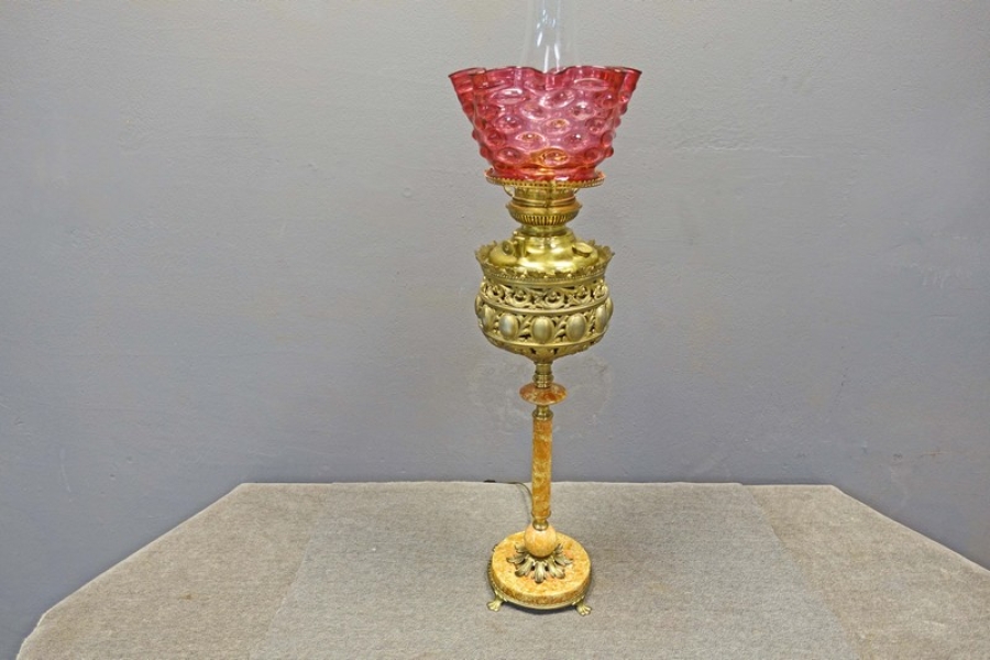 Brass &amp; Marble Victorian Bradley &amp; Hubbard Lamp